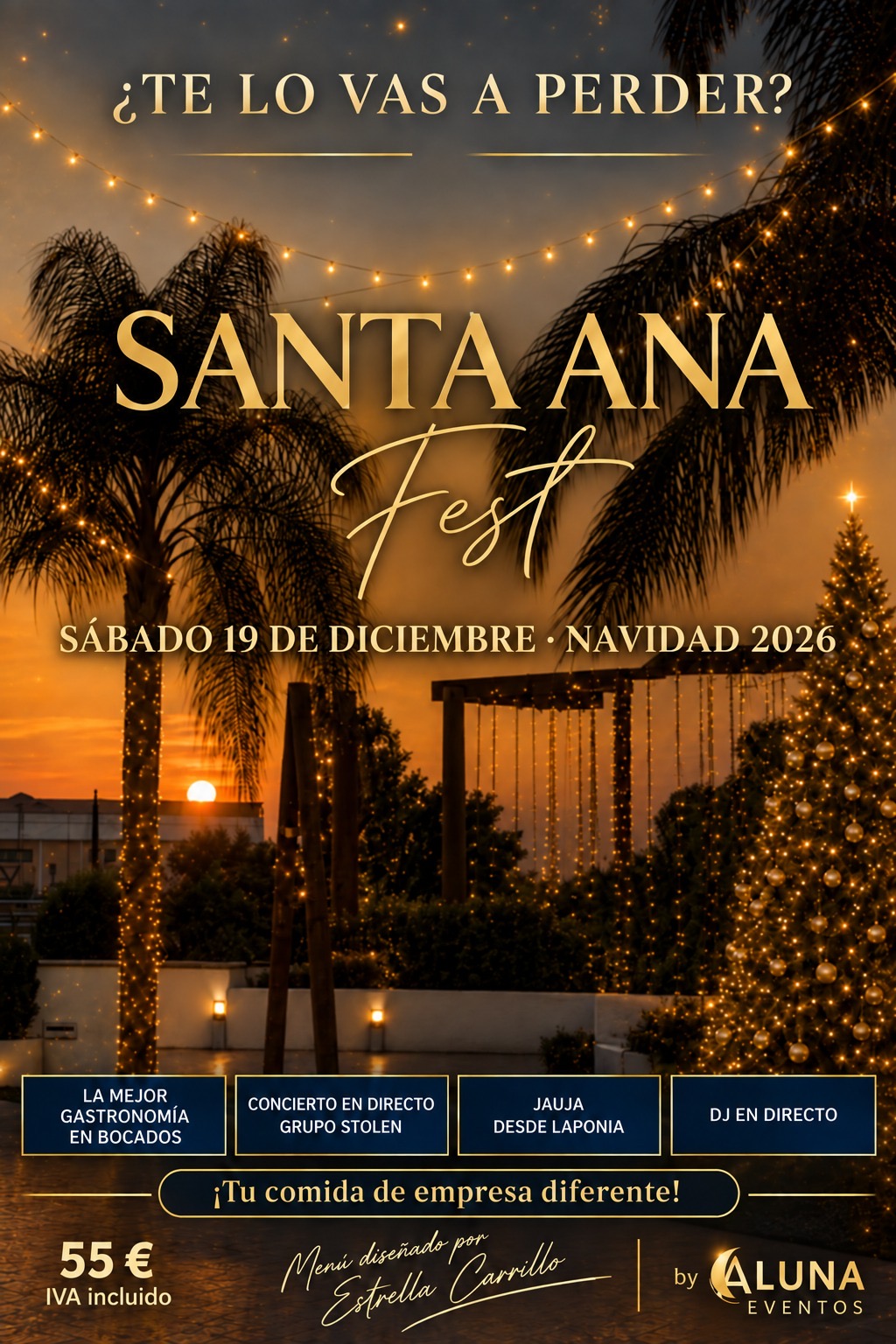 Cartel oficial Santa Ana Fest · Navidad 2026 · Sábado 19 de Diciembre